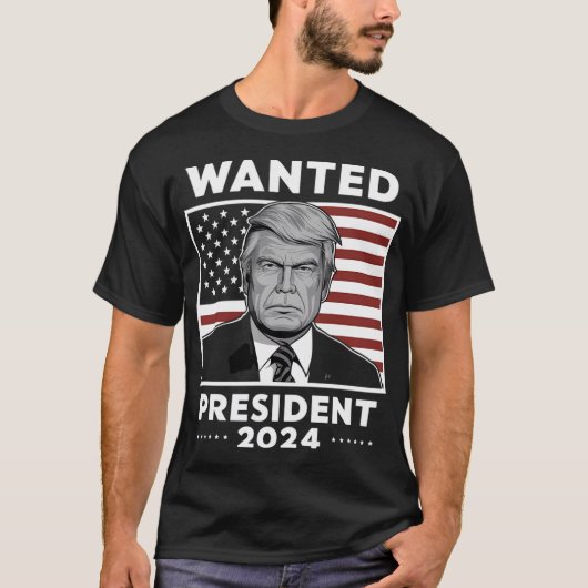 Trump Funny Wollte für Präsident 2024 T-Shirt (Vorderseite)