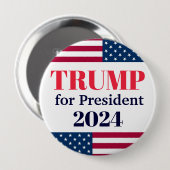 TRUMP für den Flag-Button des Präsidenten 2024 Button (Vorne & Hinten)