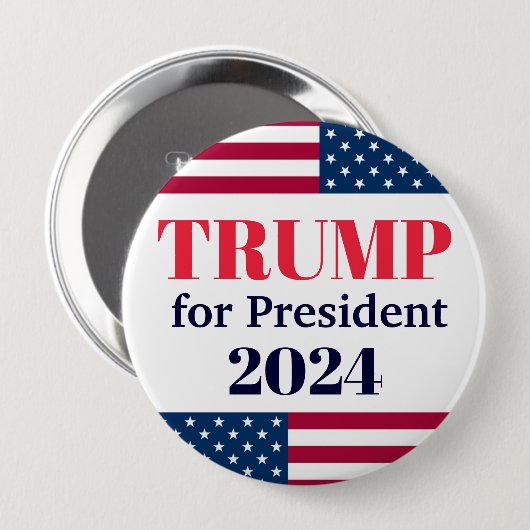 TRUMP für den Flag-Button des Präsidenten 2024 Button (Vorne & Hinten)