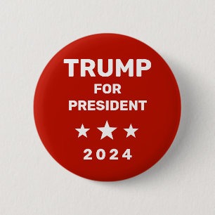 Trump für Präsident 2024 - Roter Knopf Button
