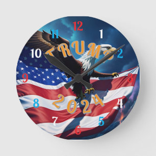 TRUMP für PRÄSIDENT 2024 Runde Wanduhr
