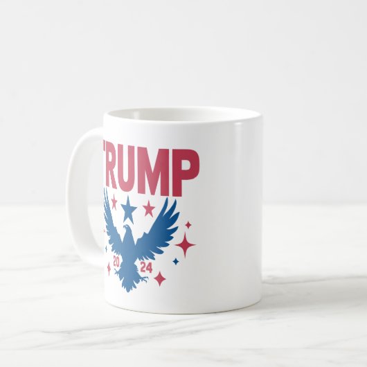 Trump für Präsident Eagled 2024 Kaffeetasse (Vorderseite Links)
