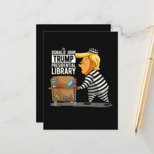 Trump Gefängnis Präsidentschaftsbibliothek Ankündigungspostkarte