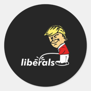 Trump gegen den Liberalen Donald Trump knüppelt vo Runder Aufkleber