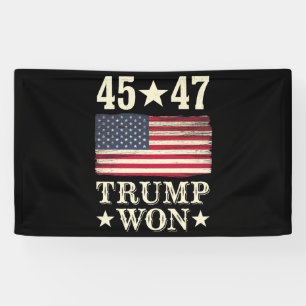 Trump Gewann 2024 45 47. Präsident USA-Flagge Banner