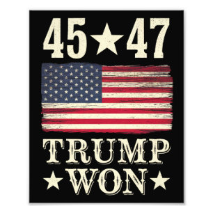 Trump Gewann 2024 45 47. Präsident USA-Flagge Fotodruck