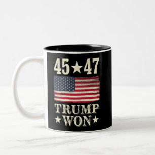 Trump Gewann 2024 45 47. Präsident USA-Flagge Zweifarbige Tasse