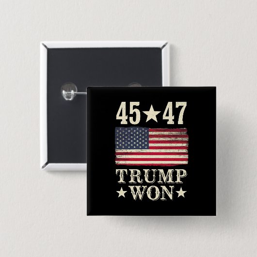 Trump gewann 2024 45 47. US-Präsident Flagge Button (Vorne & Hinten)