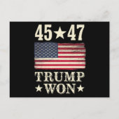 Trump gewann 2024 45 47. US-Präsident Flagge Postkarte (Vorderseite)