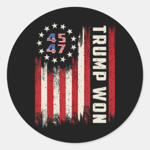 Trump gewann 2024 45 47. US-Präsidentin Flagge Runder Aufkleber