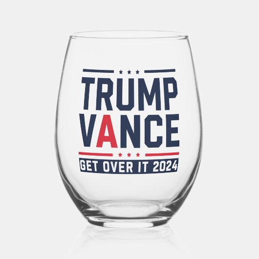 Trump gewann 2024 den Präsidenten Trump Vance Weinglas Ohne Stiel (Rückseite)
