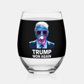Trump gewinnt 2024 Wahlentscheidung Präsident 47. Weinglas Ohne Stiel (Rückseite)