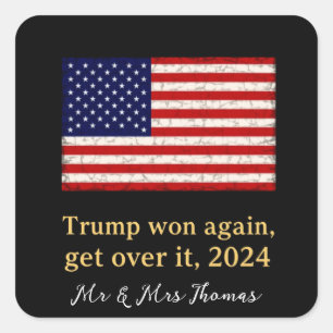 Trump gewinnt 2024 wieder an Trump Quadratischer Aufkleber