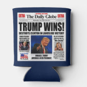 Trump gewinnt! Funny Anti Clinton Newspaper Satire Dosenkühler (Rückseite)