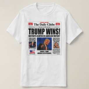 Trump gewinnt! Funny Anti Clinton Newspaper Satire T-Shirt