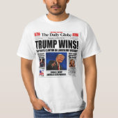 Trump gewinnt! Funny Anti Clinton Newspaper Satire T-Shirt (Vorderseite)