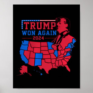 Trump gewinnt im Jahr 2024 erneut die Red Wave Map Poster