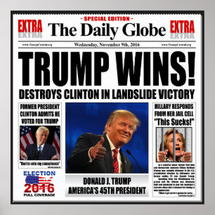 Trump gewinnt! Lustiger Anti-Clinton-Poster Extra  Poster