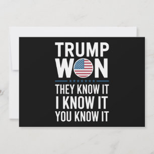 Trump gewinnt, sie wissen es 2024 47. Präsident ge Einladung