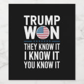 Trump gewinnt, sie wissen es 2024 47. Präsident ge Weinetikett (Einzelnes Label)