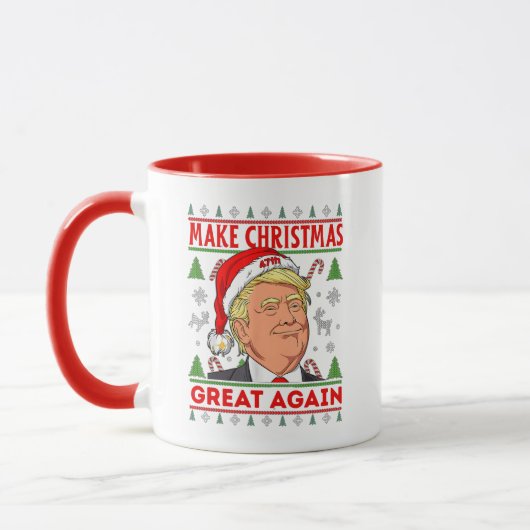Trump gibt Tasse, Donald Trump frohe Weihnachten Tasse (Links)