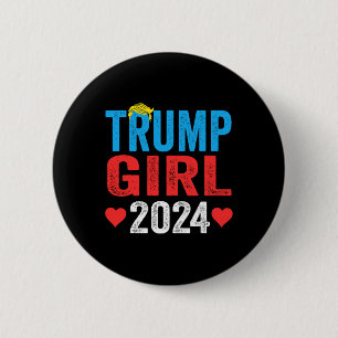 Trump Girl 2024 Niedlich Trump Flag Frauen Mädchen Button