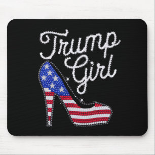 Trump Girl High Heel American Flag Bling Patriot Mousepad