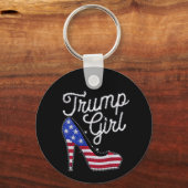 Trump Girl High Heel American Flag Bling Patriot Schlüsselanhänger (Vorderseite)