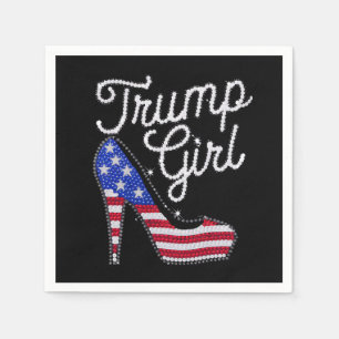 Trump Girl High Heel American Flag Bling Patriot Serviette