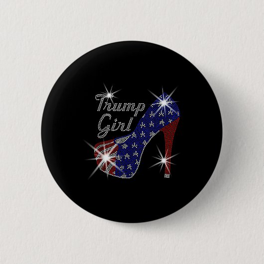 Trump Girl High Heel American Flag Wahl Donald Tru Button (Vorderseite)