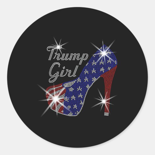 Trump Girl High Heel American Flag Wahl Donald Tru Runder Aufkleber (Vorderseite)