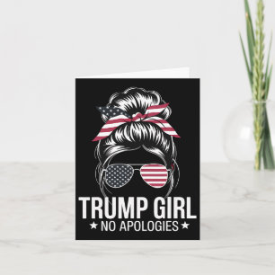 Trump Girl Messy Bun American Flag Sungles Patriot Karte