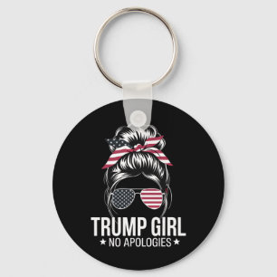 Trump Girl Messy Bun American Flag Sungles Patriot Schlüsselanhänger