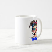 Trump Girl Messy Bun Patriotic Coffee Kaffeetasse (VorderseiteRechts)