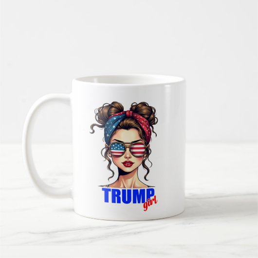 Trump Girl Messy Bun Patriotic Coffee Kaffeetasse (Links)
