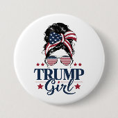 Trump Girl Messy Bun Trump 2024 Wahl Amerikaner Button (Vorderseite)