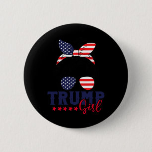 Trump Girl Messy Bun Trump 2024 Wahl Amerikaner Button
