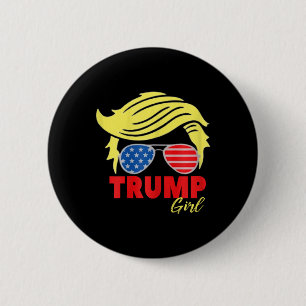 Trump Girl Messy Bun Trump 2024 Wahl Amerikaner Button