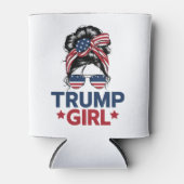Trump Girl Messy Bun Trump 2024 Wahl Amerikaner Dosenkühler (Vorderseite)