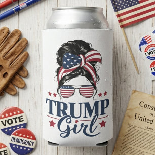 Trump Girl Messy Bun Trump 2024 Wahl Amerikaner Dosenkühler
