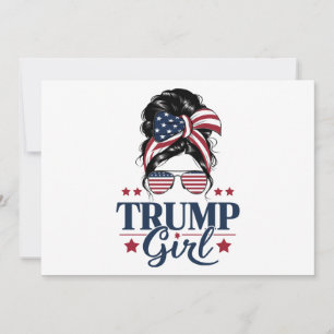 Trump Girl Messy Bun Trump 2024 Wahl Amerikaner Einladung
