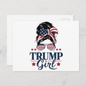 Trump Girl Messy Bun Trump 2024 Wahl Amerikaner Postkarte (Vorne/Hinten)
