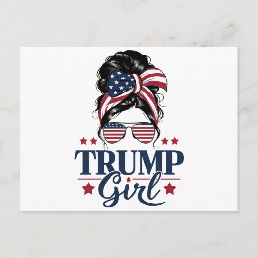 Trump Girl Messy Bun Trump 2024 Wahl Amerikaner Postkarte (Vorderseite)