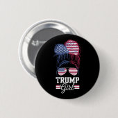 Trump Girl Messy Bun USA 47 Präsident Button (Vorne & Hinten)