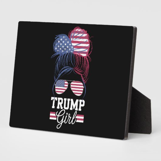 Trump Girl Messy Bun USA 47 Präsident Fotoplatte (Seite)