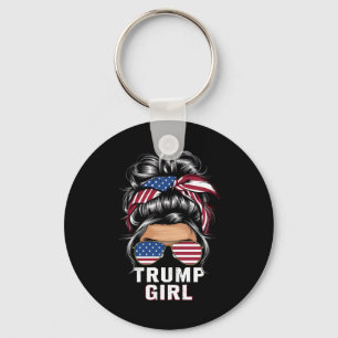 Trump Girl Messy Bun USA Flag Trump Wahl 2024 Schlüsselanhänger