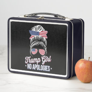 Trump Girl No Apology Messy Bun Retro Vintag Metall Brotdose