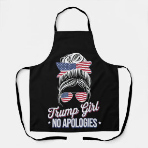 Trump Girl No Apology Messy Bun Retro Vintag Schürze
