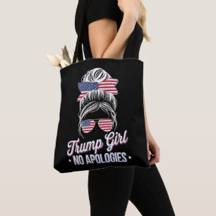 Trump Girl No Apology Messy Bun Retro Vintag Tasche