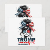Trump Girl No Apology Messy Bun Sunglasses Trump (Vorne/Hinten)